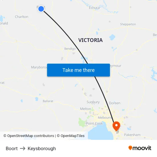 Boort to Keysborough map