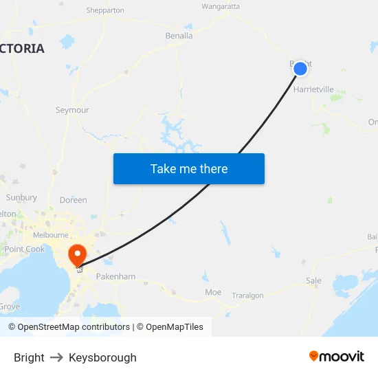 Bright to Keysborough map