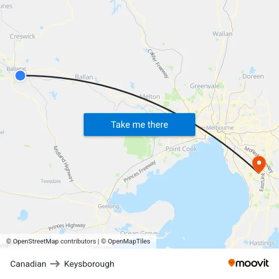 Canadian to Keysborough map