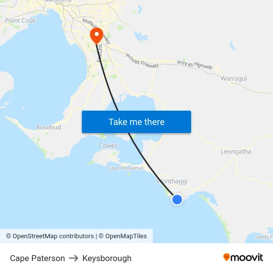 Cape Paterson to Keysborough map