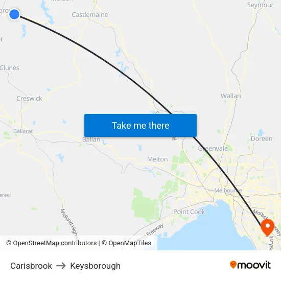 Carisbrook to Keysborough map