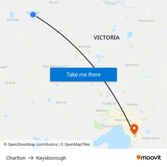Charlton to Keysborough map