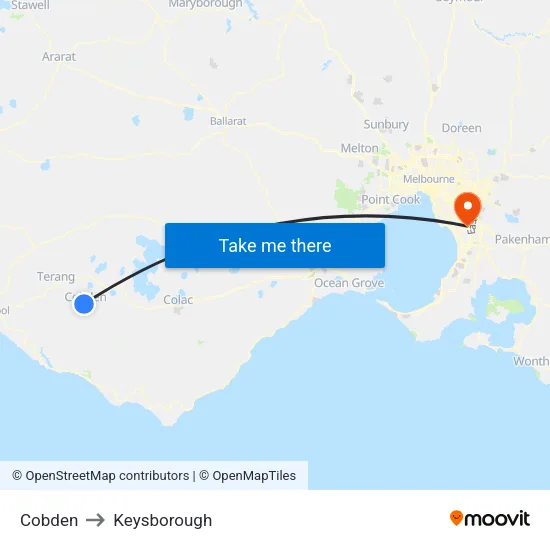 Cobden to Keysborough map