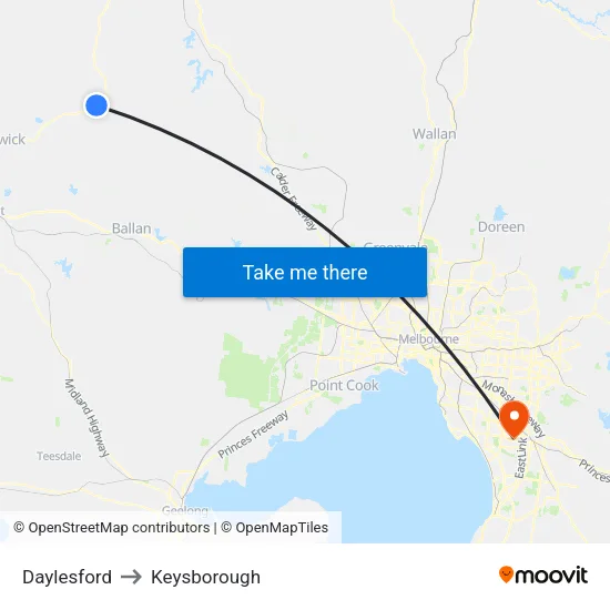 Daylesford to Keysborough map