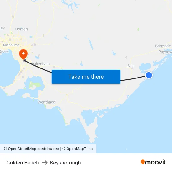 Golden Beach to Keysborough map