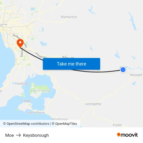 Moe to Keysborough map