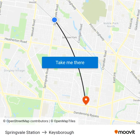 Springvale Station to Keysborough map