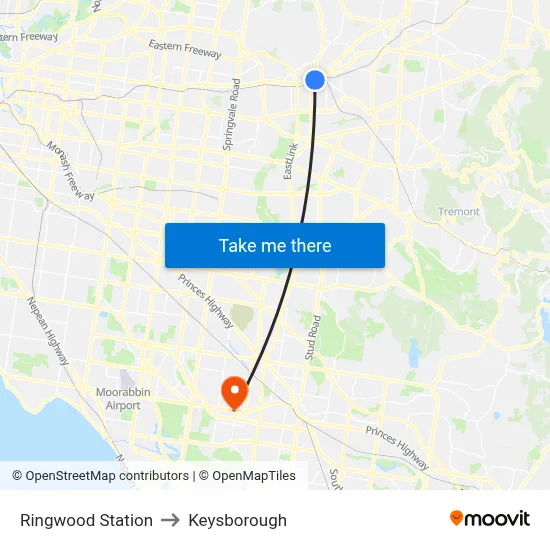 Ringwood Station to Keysborough map