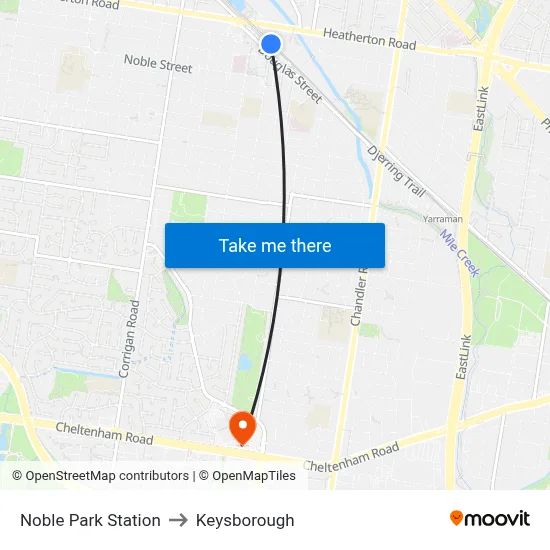Noble Park Station to Keysborough map