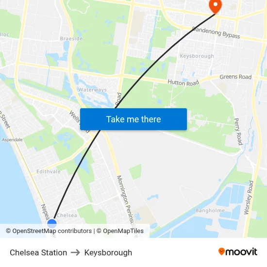 Chelsea Station to Keysborough map