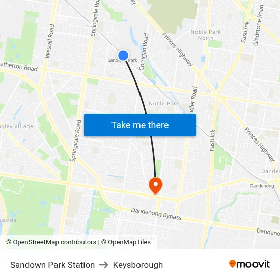 Sandown Park Station to Keysborough map