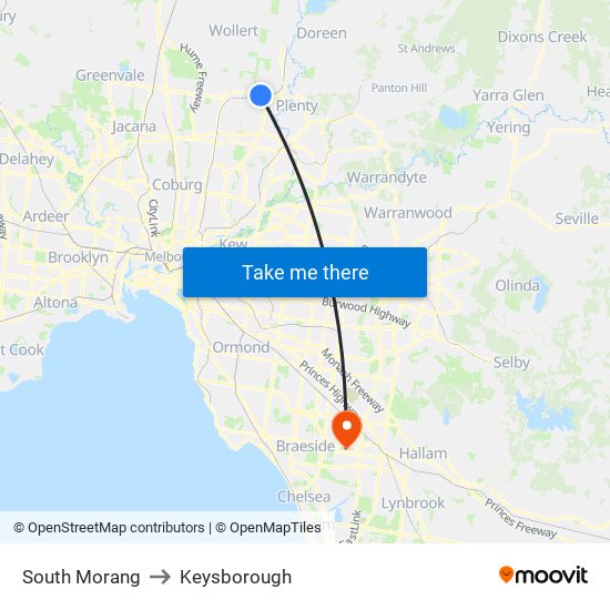 South Morang to Keysborough map