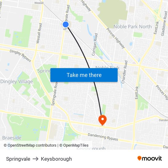 Springvale to Keysborough map