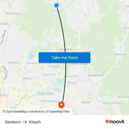 Glenburn to Kilsyth map