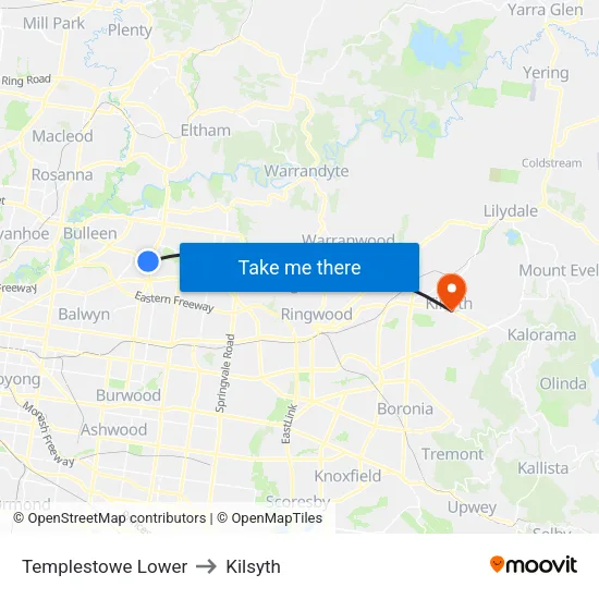 Templestowe Lower to Kilsyth map