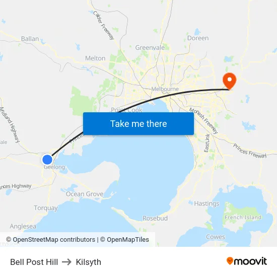 Bell Post Hill to Kilsyth map