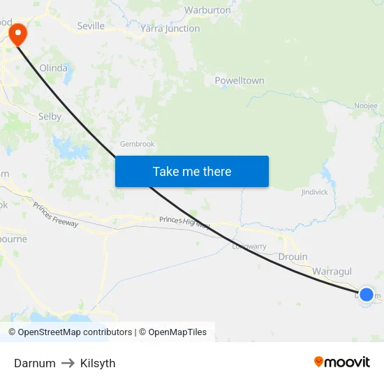 Darnum to Kilsyth map