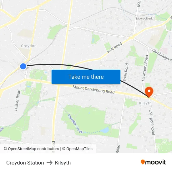 Croydon Station to Kilsyth map