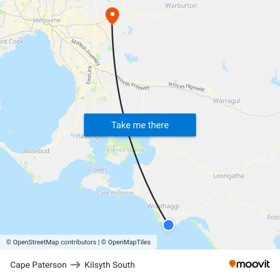 Cape Paterson to Kilsyth South map