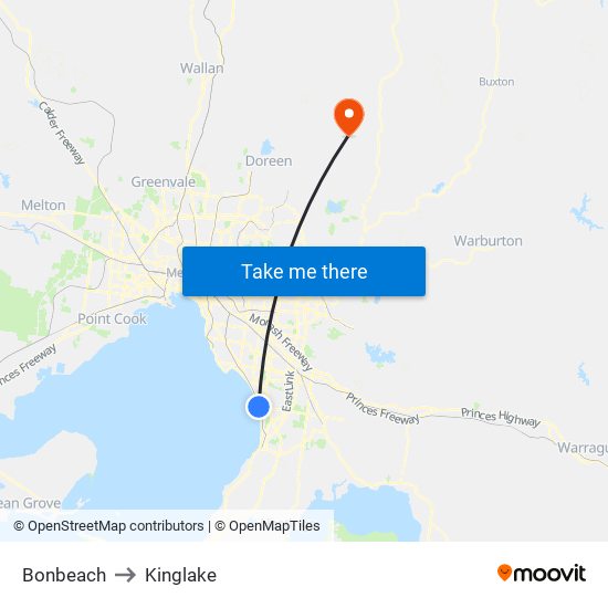 Bonbeach to Kinglake map