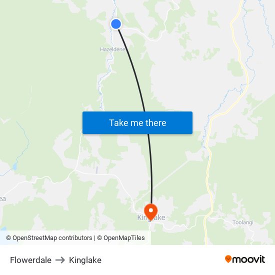 Flowerdale to Kinglake map