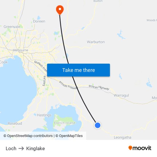 Loch to Kinglake map