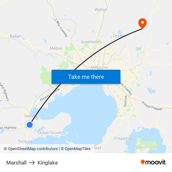 Marshall to Kinglake map