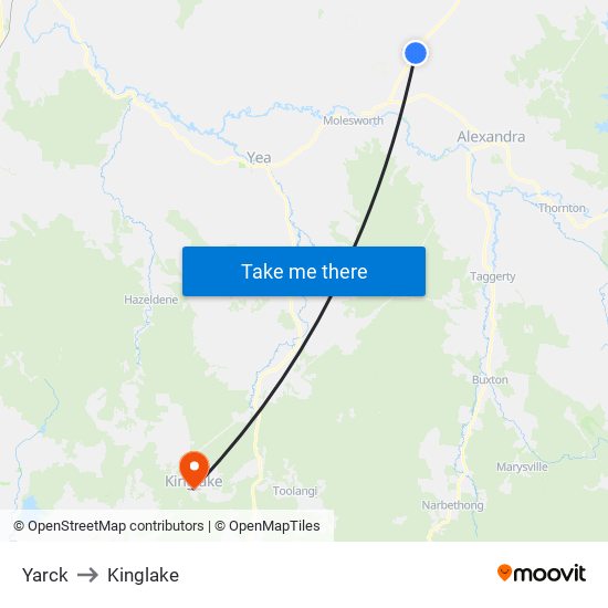 Yarck to Kinglake map