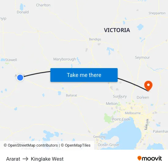 Ararat to Kinglake West map