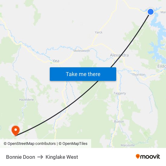 Bonnie Doon to Kinglake West map