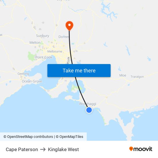 Cape Paterson to Kinglake West map