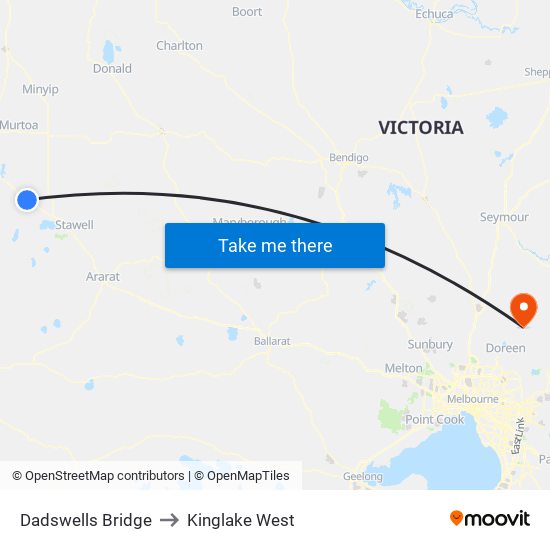 Dadswells Bridge to Kinglake West map