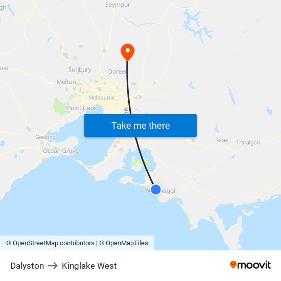 Dalyston to Kinglake West map