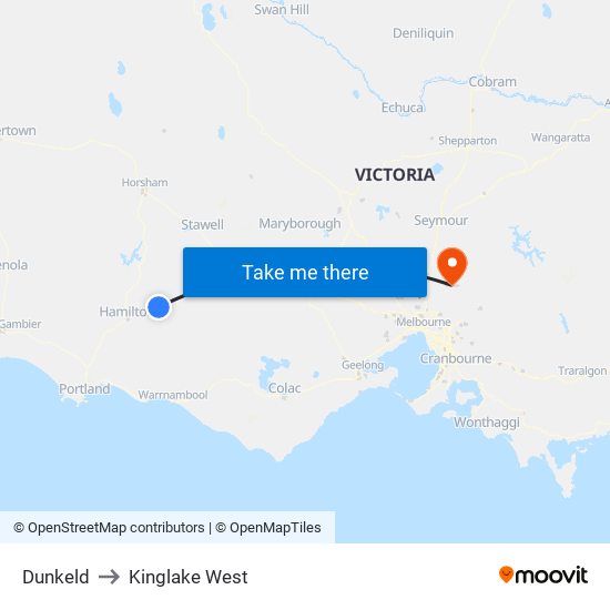 Dunkeld to Kinglake West map