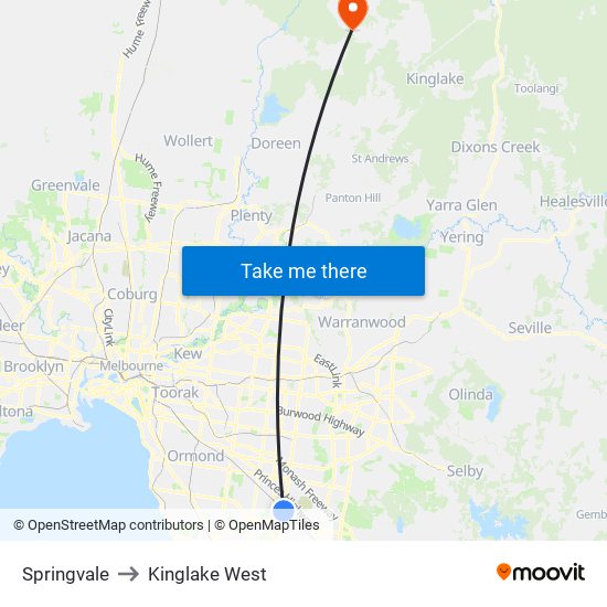 Springvale to Kinglake West map