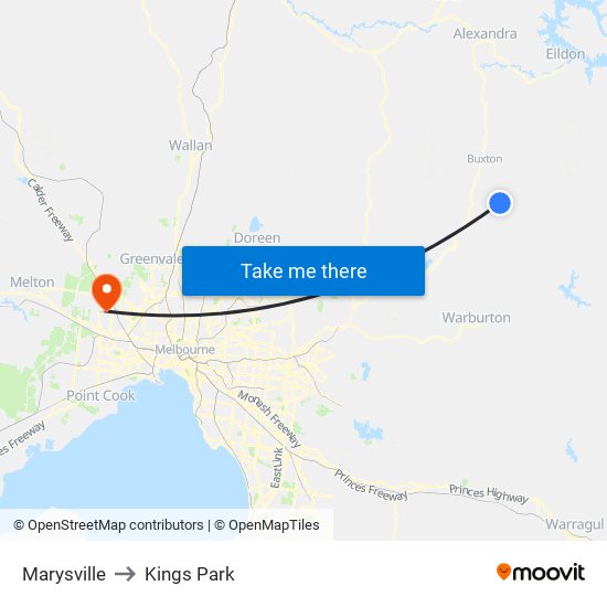 Marysville to Kings Park map