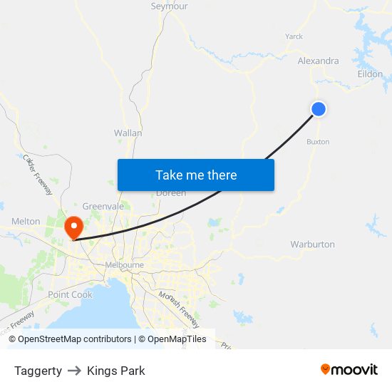 Taggerty to Kings Park map