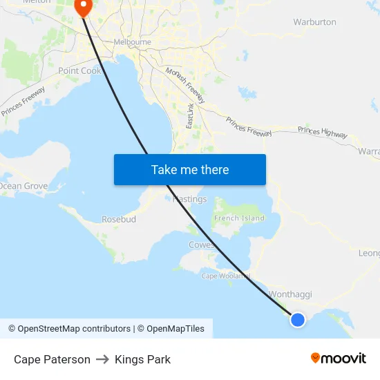 Cape Paterson to Kings Park map