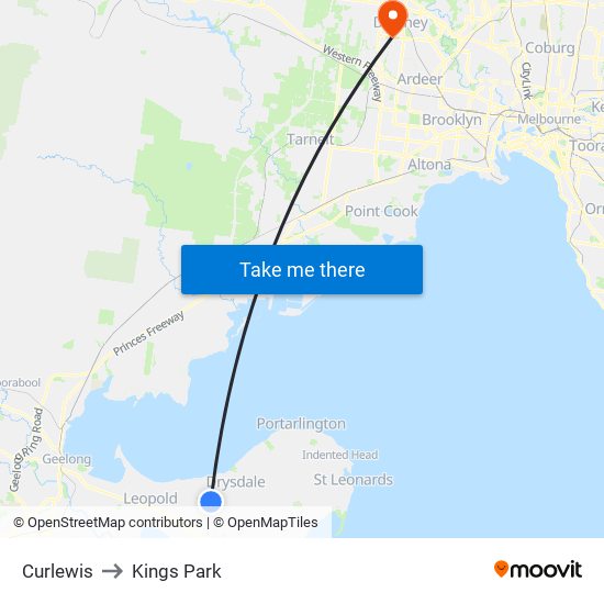 Curlewis to Kings Park map