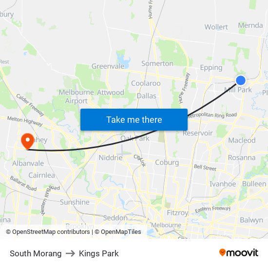 South Morang to Kings Park map