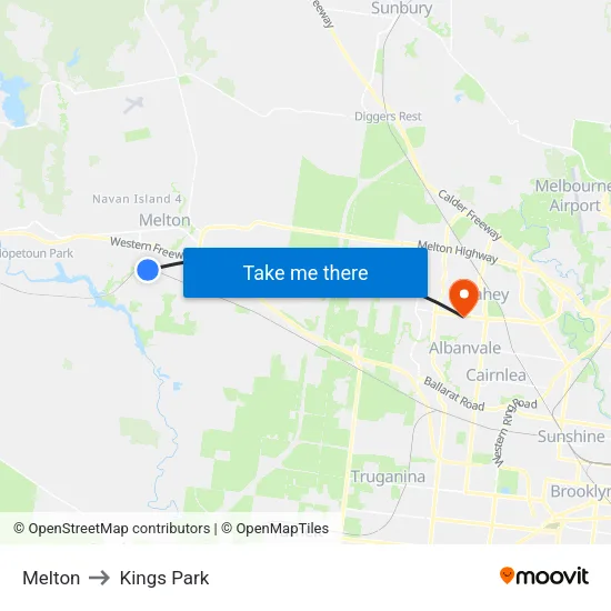 Melton to Kings Park map