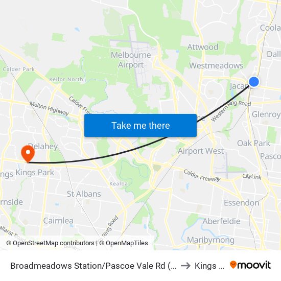 Broadmeadows Station/Pascoe Vale Rd (Broadmeadows) to Kings Park map