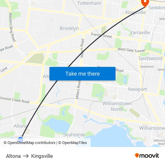 Altona to Kingsville map