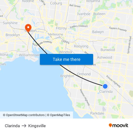 Clarinda to Kingsville map