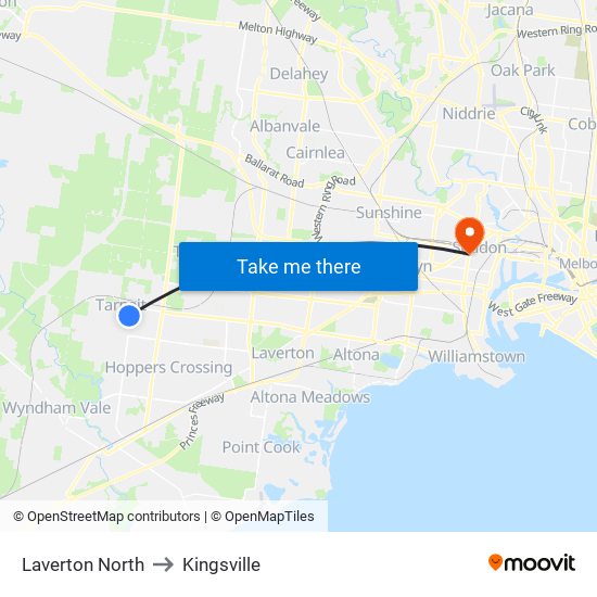 Laverton North to Kingsville map