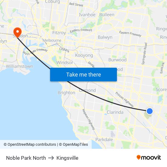 Noble Park North to Kingsville map
