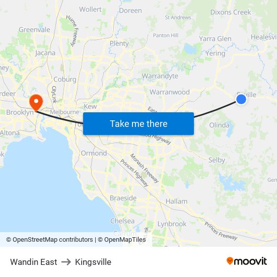 Wandin East to Kingsville map