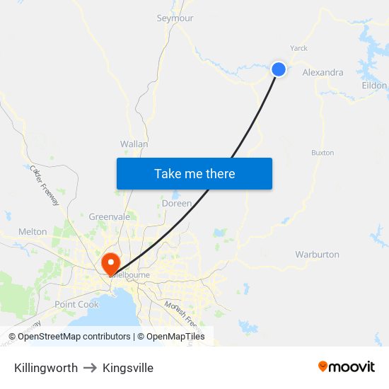 Killingworth to Kingsville map