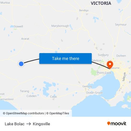 Lake Bolac to Kingsville map