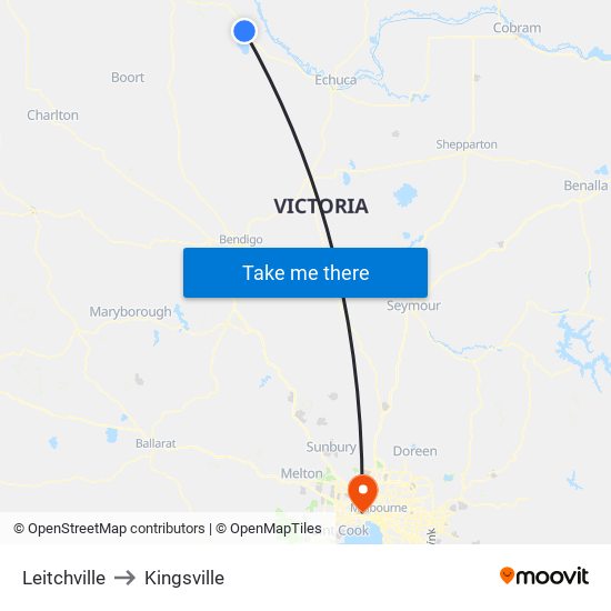 Leitchville to Kingsville map